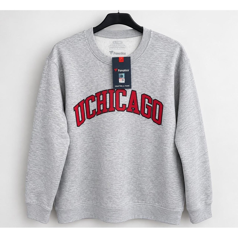 Fanatics Chicago Sweatshirt Mens XL Gray Red Arch Graphic Crewneck New